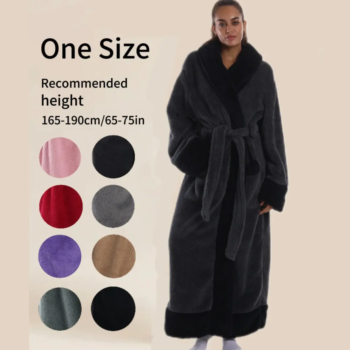 Unisex Solid Color Bathrobe, Casual Elegant Style, Lapel Design with Pockets and Belt, Thick Material, Home Essential, Couples' Robe