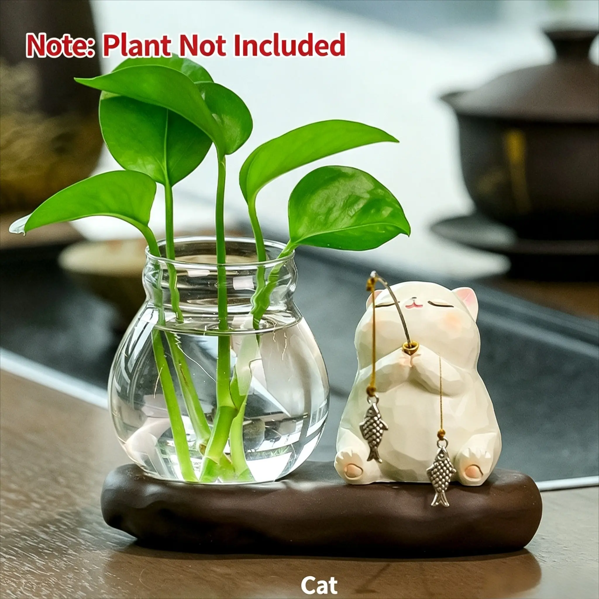 1pc Cute Ceramic Cat & Frog Hydroponic Planter Set with Green Decor, Smooth Finish, Ideal for Desk & Home Decor, Perfect Gift for Him & Her, Fun Ornament for Office & Study, Great for New Year & Christmas