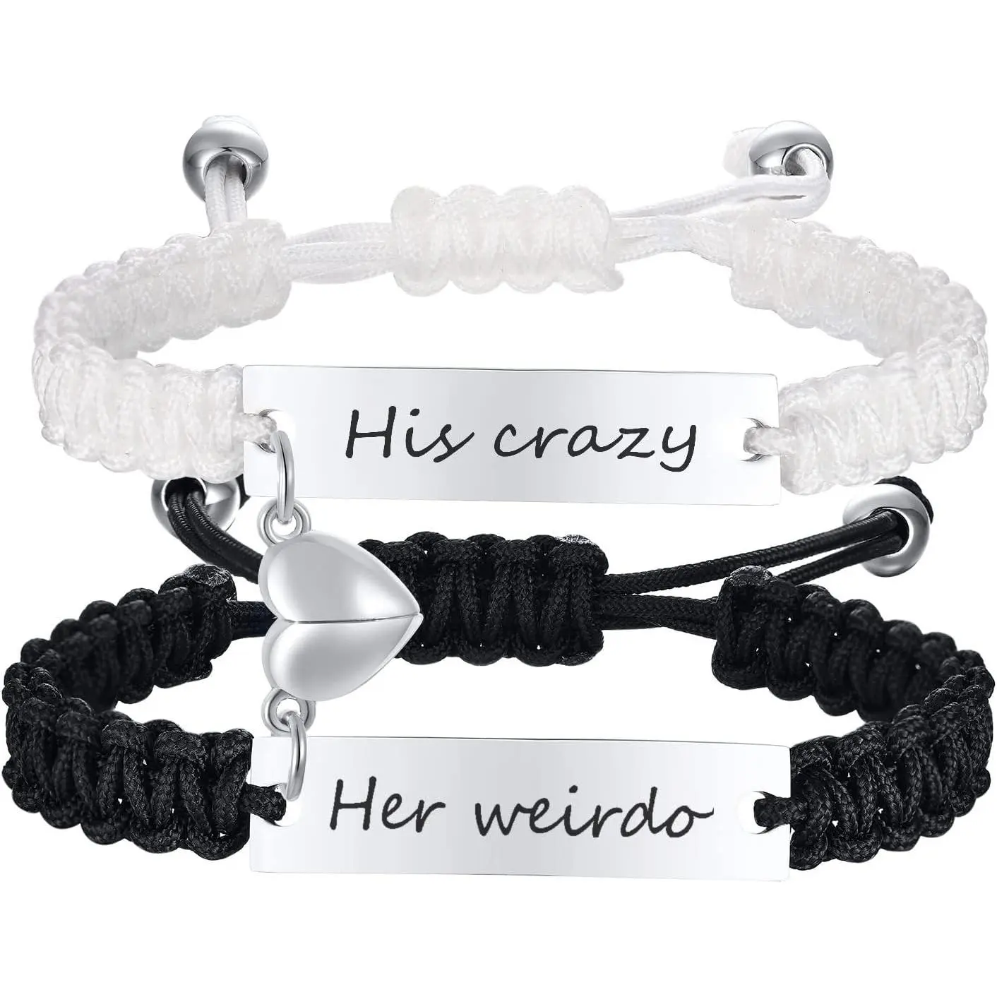 Matching Bracelets for Him and Her - Long Distance Couple Bracelet, Stainless Steel Engraved Relationship Bracelet,Trendy Adjustable Couples ,Christmas Birthday Gifts for Couple