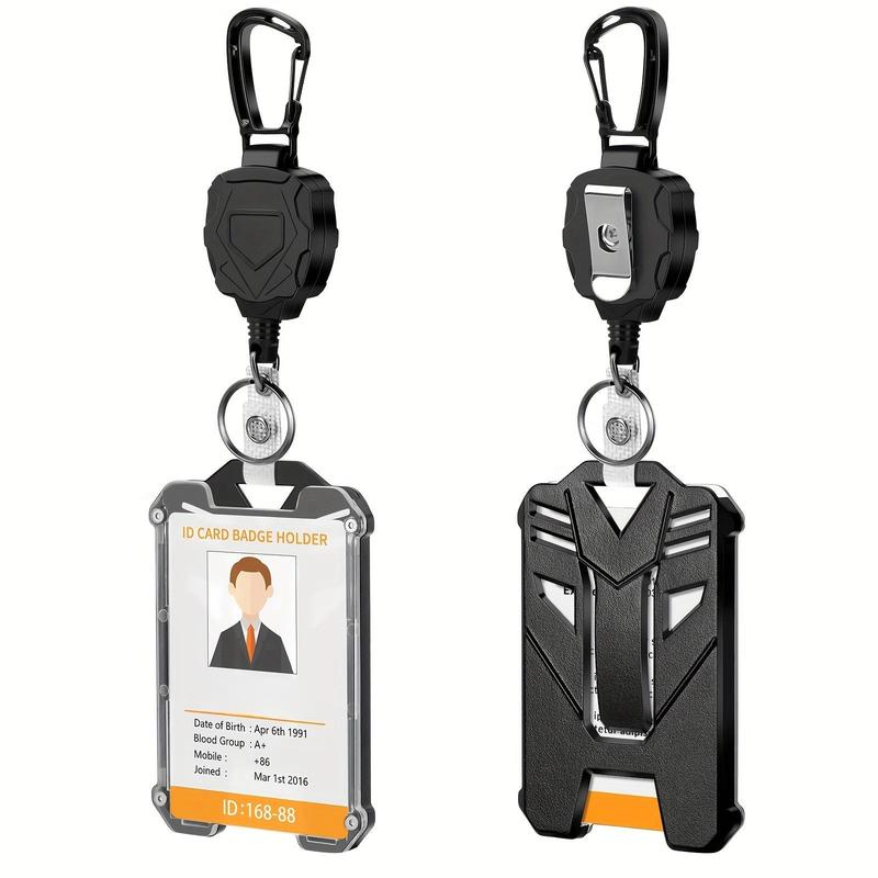 Outdoor Retractable Heavy Duty Badge Reel (1 Set), ID Badge Holder, Tactical ID Card Holder for Outdoor Hiking & Climbing, Badge Reels Retractable