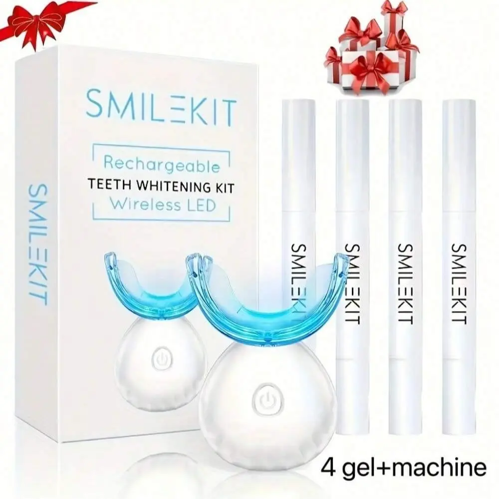 Teeth whitening set, LED acceleration light, a great helper for daily teeth care, an ideal perfect gift for festivals, suitable for both men and women