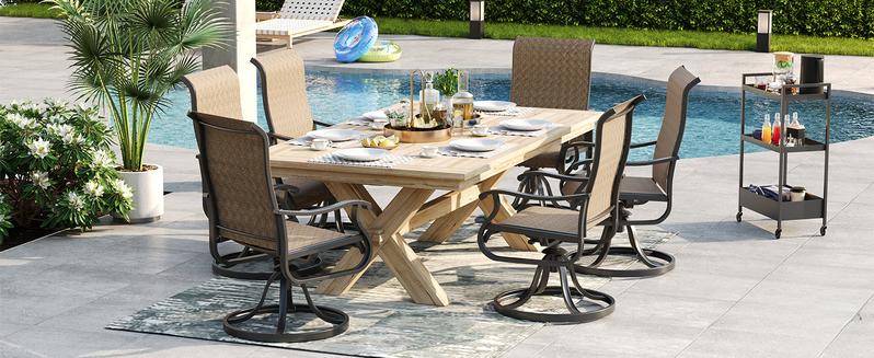 Amopatio Modern Patio Swivel Chairs Sets, Outdoor Dining Chairs with Back, All-Weather Swivel Rocker Chair for Poolside/Garden/Porch/Deck