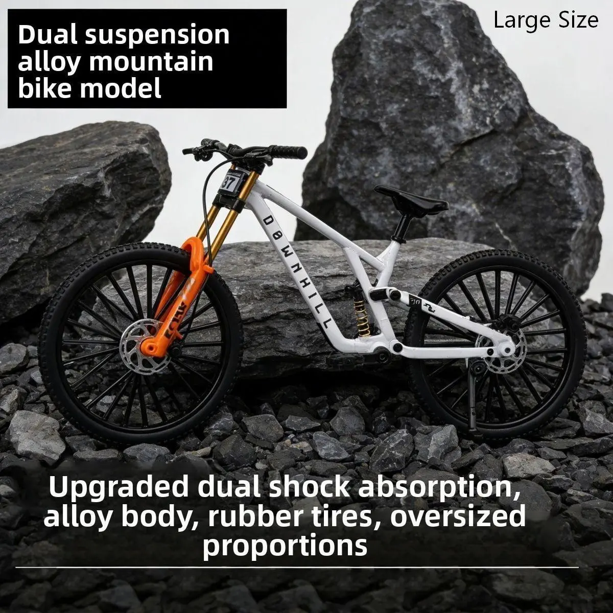DH MTB Bike Model, 1:6 Scale Alloy Mountain Bike, Dual-Suspension Design, Dual Shock Absorption, Home Office Decor, Collectible Gift, Birthday Present, Enhanced Shock Absorption