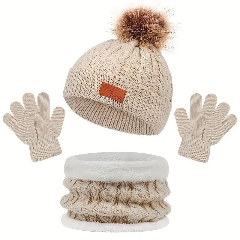 NewNewBoys' Stretchy Knit Beanie Hat with Ear Flaps & Pom-Pom - Soft Warm Winter Hat, Mixed Colors, Letter Print, Hand Washable for Fall/Winter Casual Wear, Thanksgiving & Everyday Use, Winter Hat, Playful Design, Soft Texture