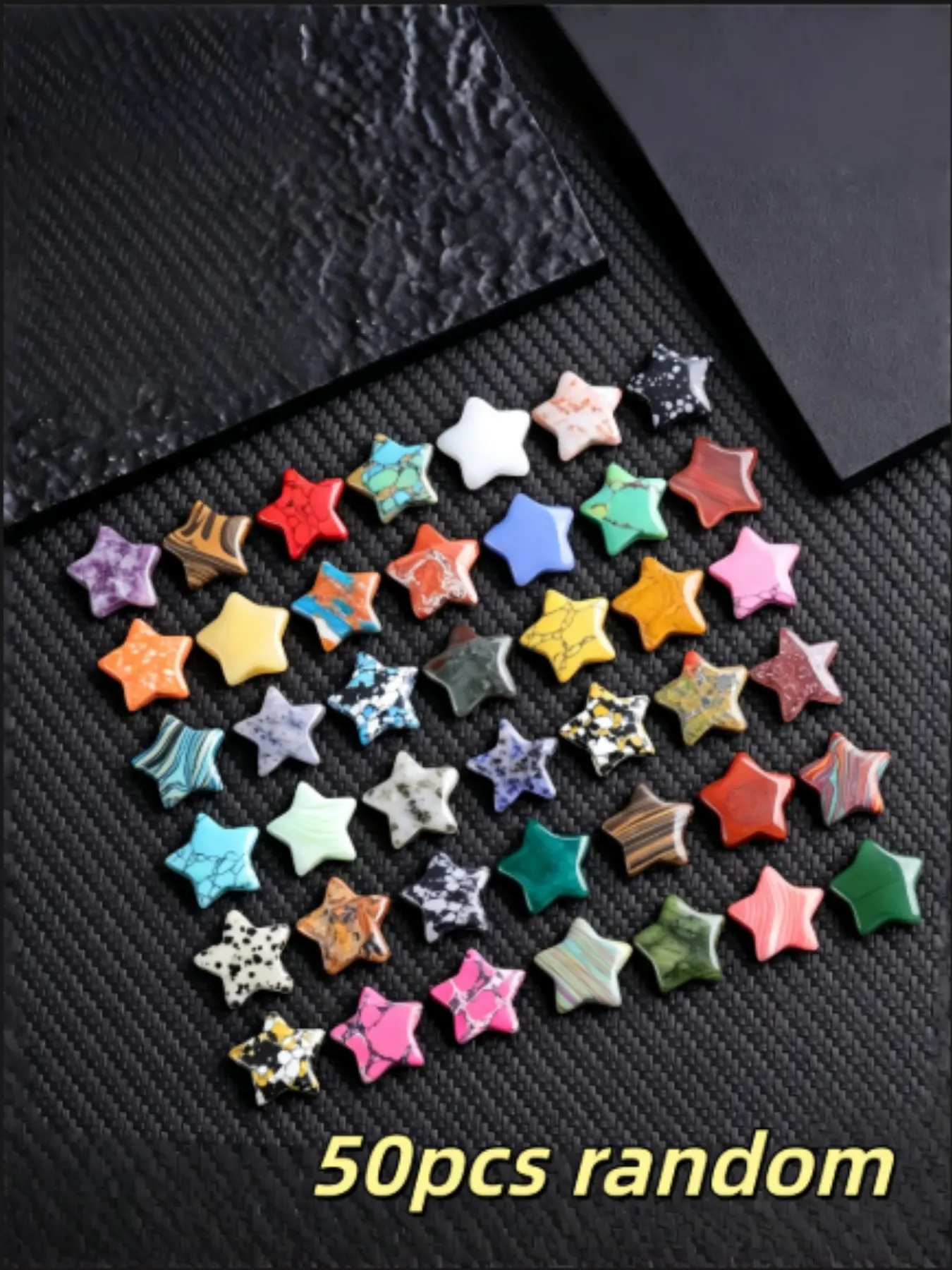 30/50pcs Natural Stone Mini Star Polished Crystal Rough Stones, Hand Carved Star Fidget Stones, DIY Jewelry Accessories, Desktop Decor, Random Colors