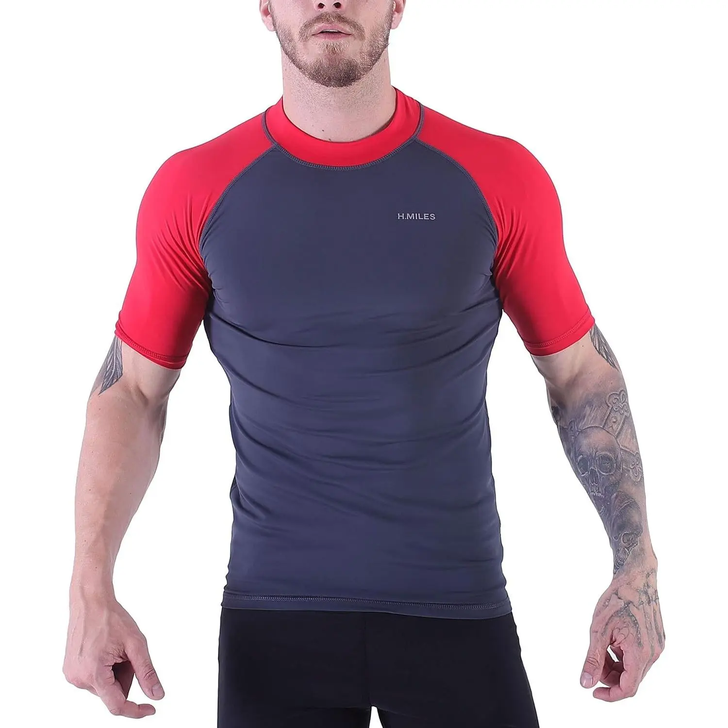 Men's Diving Rash Guard Swim Shirt Loose Fit Athletic Undershirt Quick Dry Surfing Tops UPF 50+