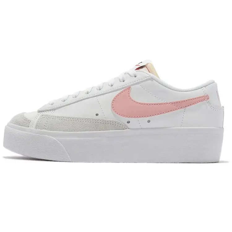Nike Blazer Platform Synthetic Leather Comfortable Low-Top Women's Sneakers in White Verifiable, with credentials and supporting global authentication