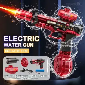 Electric Rapid-Fire Water Battle Blaster| Features muzzle flash effects, high water capacity, and impressive range; suitable for both adults and children-unlock the fun of summer water play.