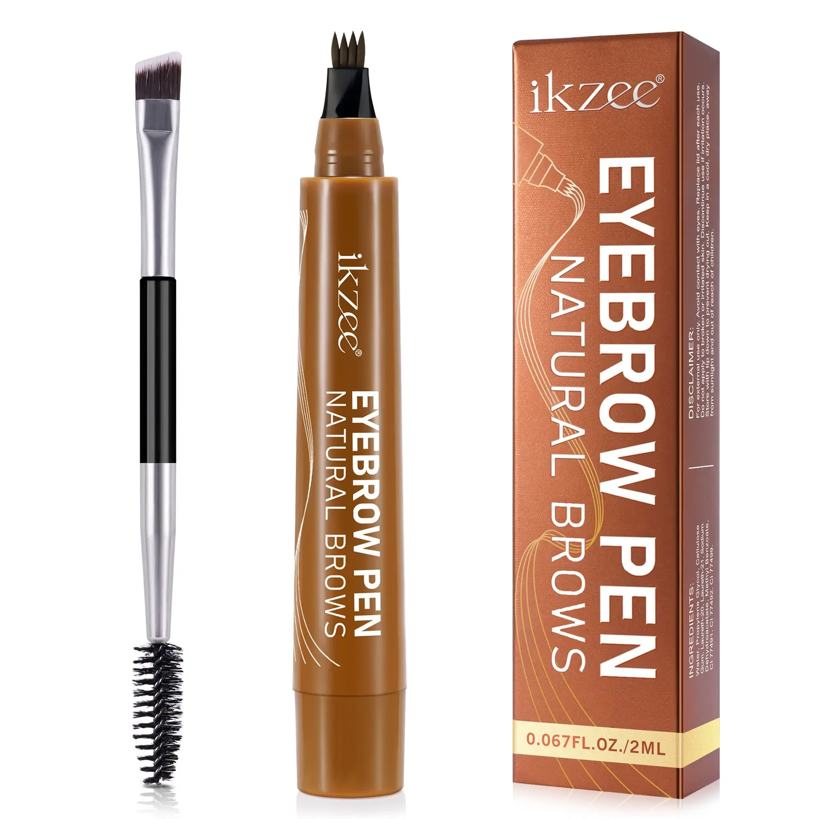 4-Prong Eyebrow Pencil, Light, 4D Realistic Brow Color, Smudge-Proof, Long-Lasting, Easy to Apply, Ideal for Beginners