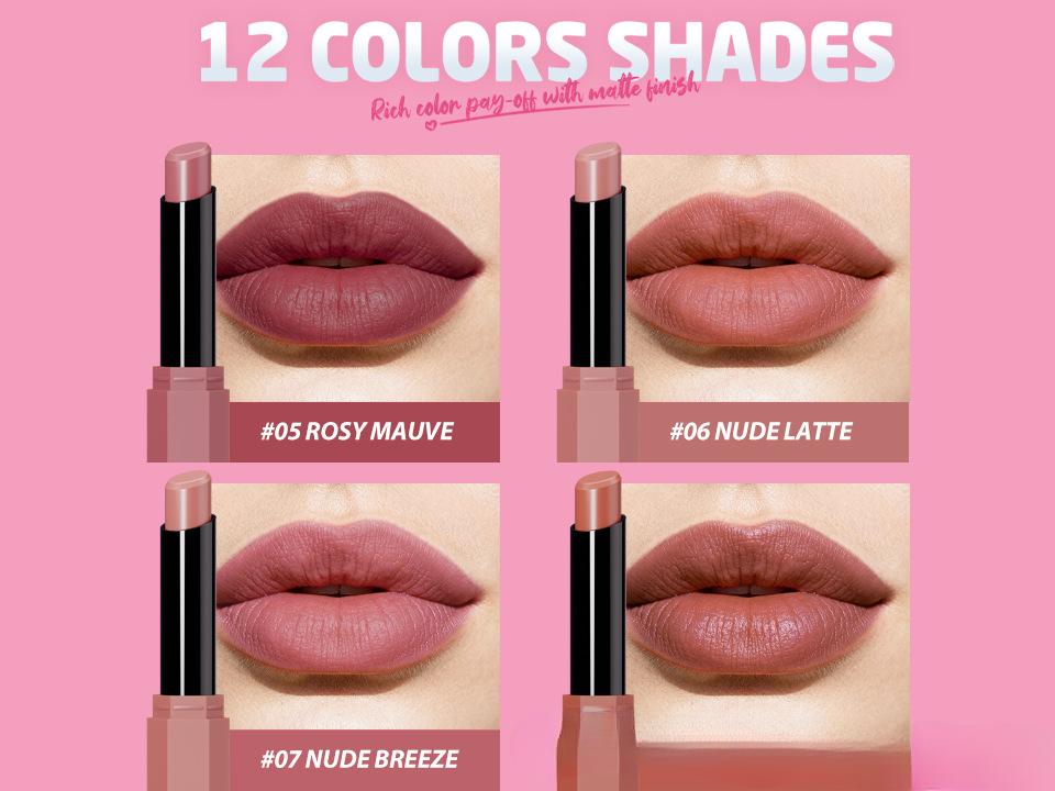 6PCS Pink & Rose Matte Lipstick Set – Soft Nude Pink, Dusty Rose & Berry Shades – Creamy Velvet Long Lasting Lip Color Collection – Lightweight Full Coverage Blur Effect Lip Makeup Kit