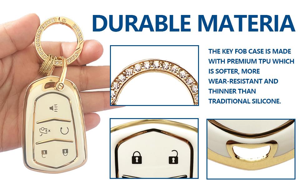 5-Buttons Key Fob Cover for Cadillac ATS CTS CT6 XT5 SRX STS Escalade Premium Soft TPU Car Key Case Shell Protector