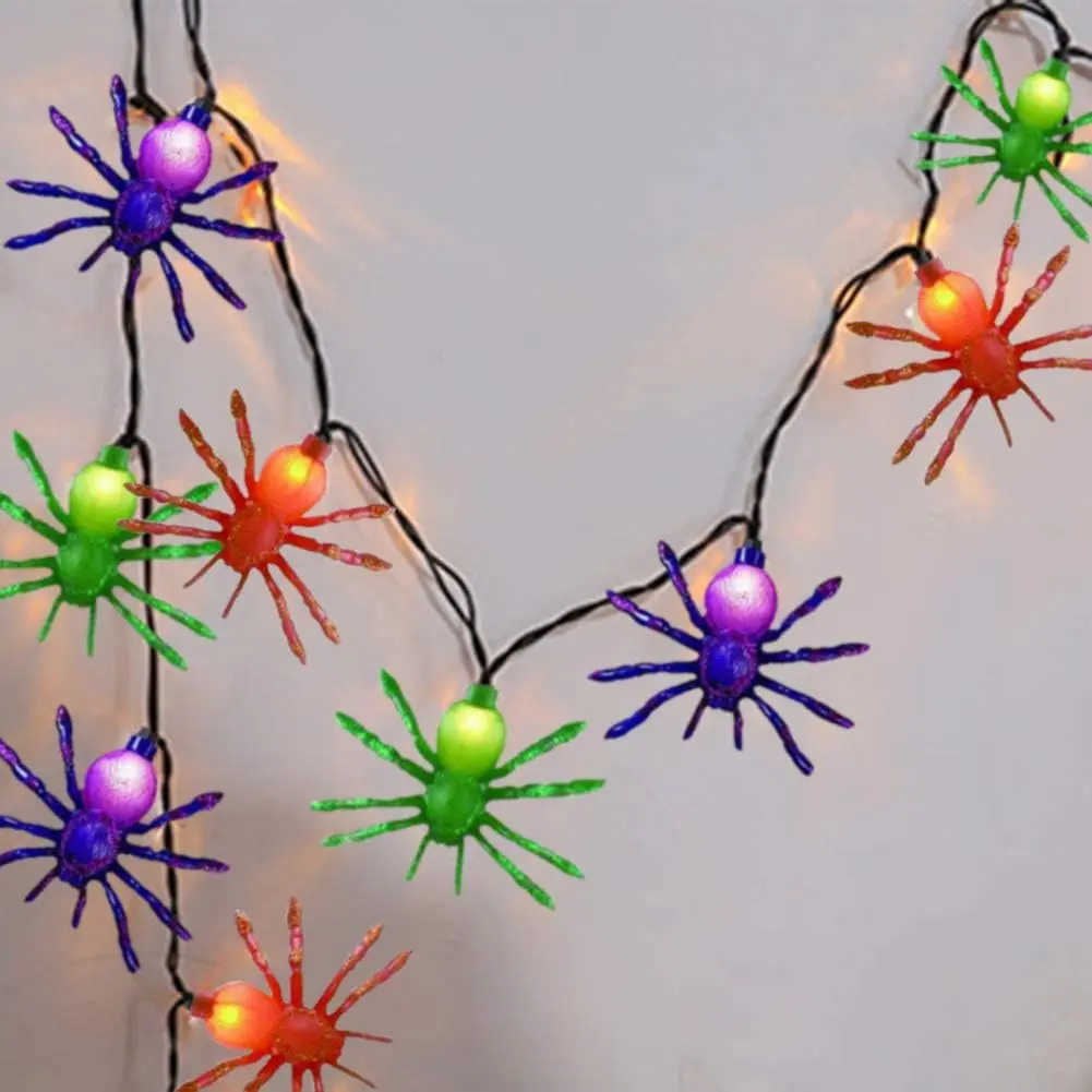 Halloween Spider String Lights Outdoor, 8.5FT  Halloween String Lights with 10 LED Multicolor Spider Lights UL Listed for Outdoor Party Stair Bar House Garden Yard Decorations- Black Wire