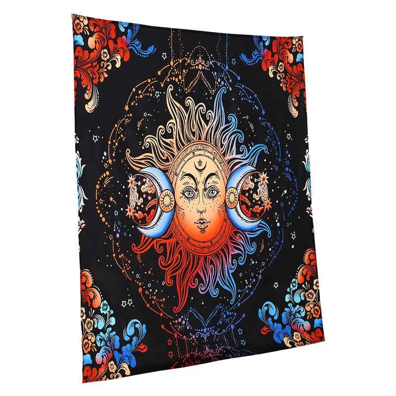 VEVOR Sun and Moon Tapestry, Psychedelic Mystic Floral Aesthetic Wall Tapestry, Vintage Wall Blanket for Home Decoration, Suitable for Bedroom, Living Room, Dorm (50.39 x 57.87 inches)