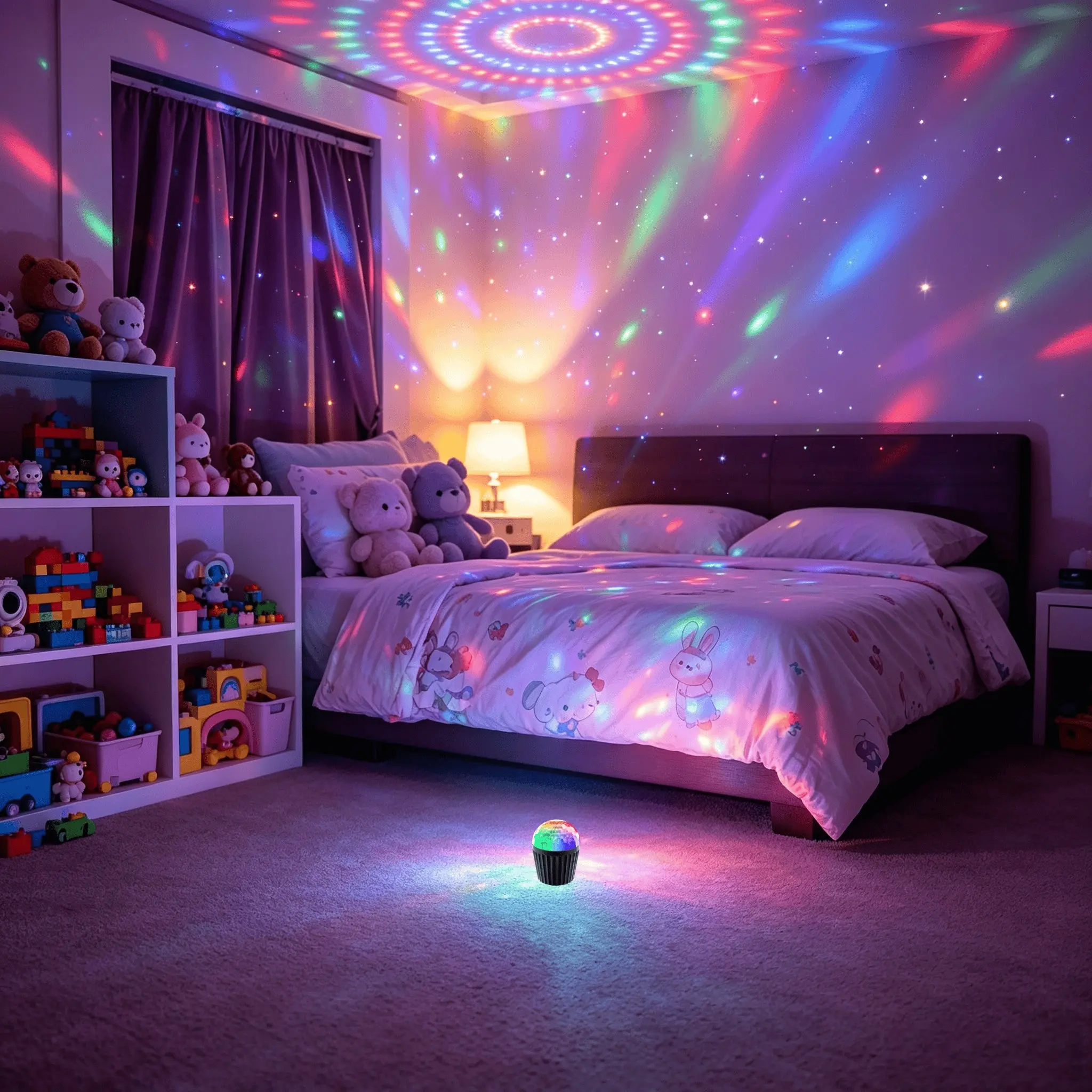 7 Color Magic Ball Ambient Light with Remote, Smart RGB Projector Lamp, USB Plug-And-Play, Night Light, Office Desk Lamp, Christmas Gift