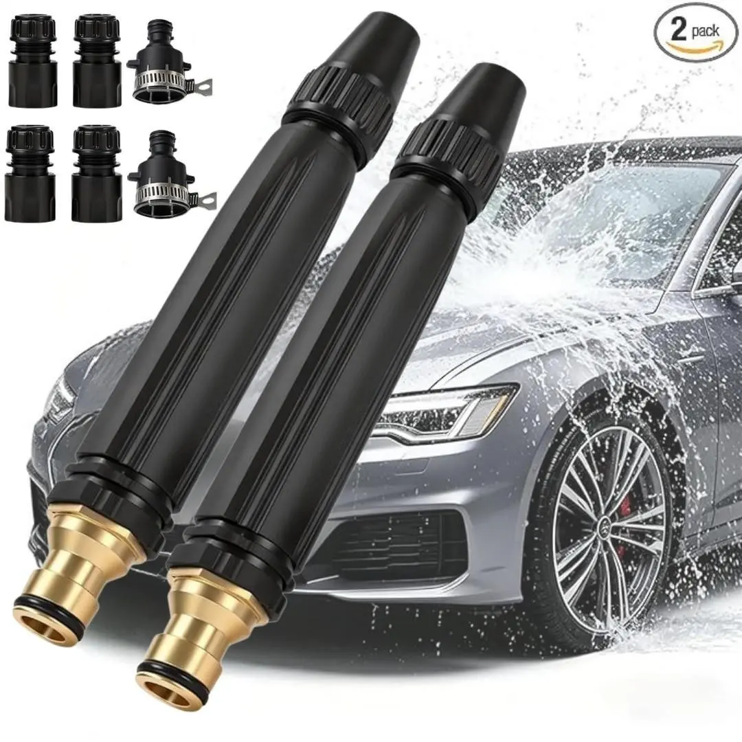 2-Pack Hose Nozzle, Adjustable Garden Hose Nozzle, Twist Nozzle, High Pressure Jet Sweeper Spray Nozzle for Garden, Lawn, Patio Cleaning