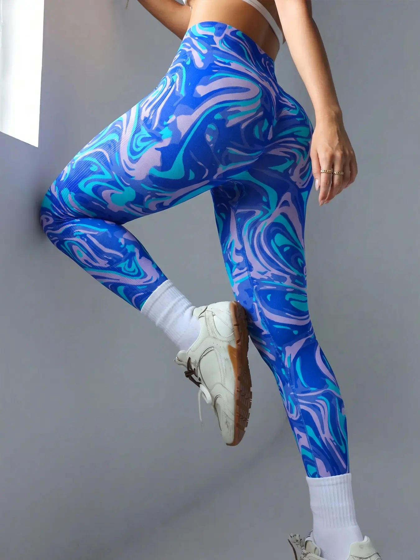 Women's High Waist Yoga Pants, Digital Print Butt Lifting Summer Workout Tight Fitting, Ladies' Fitness Gym Apparel, Comfortable Activewear, Graphic Print Leggings, Glute Enhancing Leggings