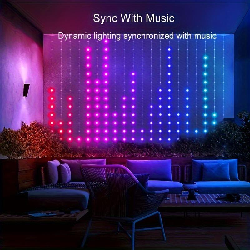 Smart RGB Curtain Light DIY LED Lamp with Color Changing Wall Lights APP & Remote Control, Indoor Decoration for Valentine's Day Christmas, Mood Decorative Lights, Indoor Decorative Light