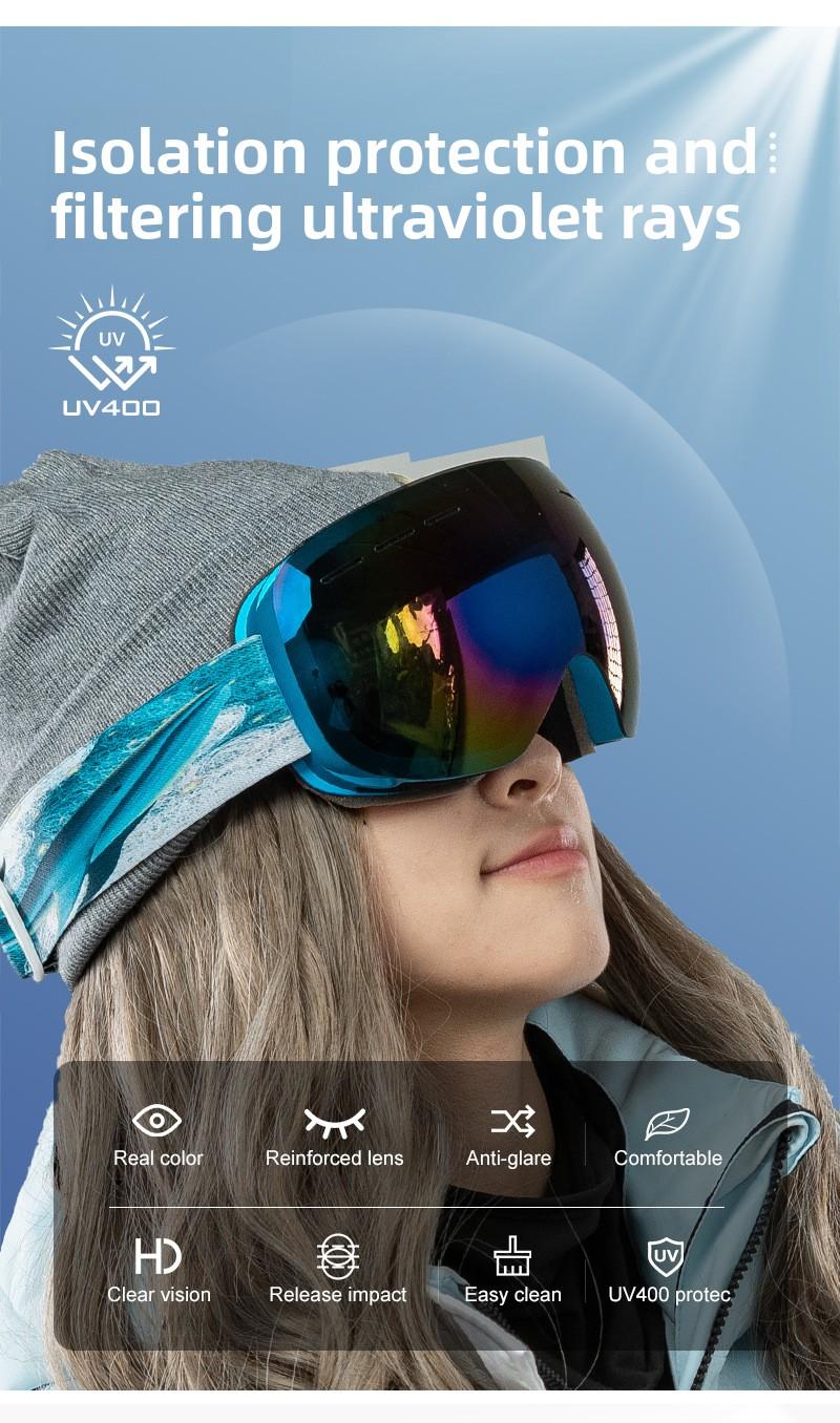 Adult ski goggles/outdoor cycling large spherical glasses/cardable myopia glasses/hx06 double-layer anti-fog glasses, magnetic googgles,  magnetic goggles ski, mirrored goggles