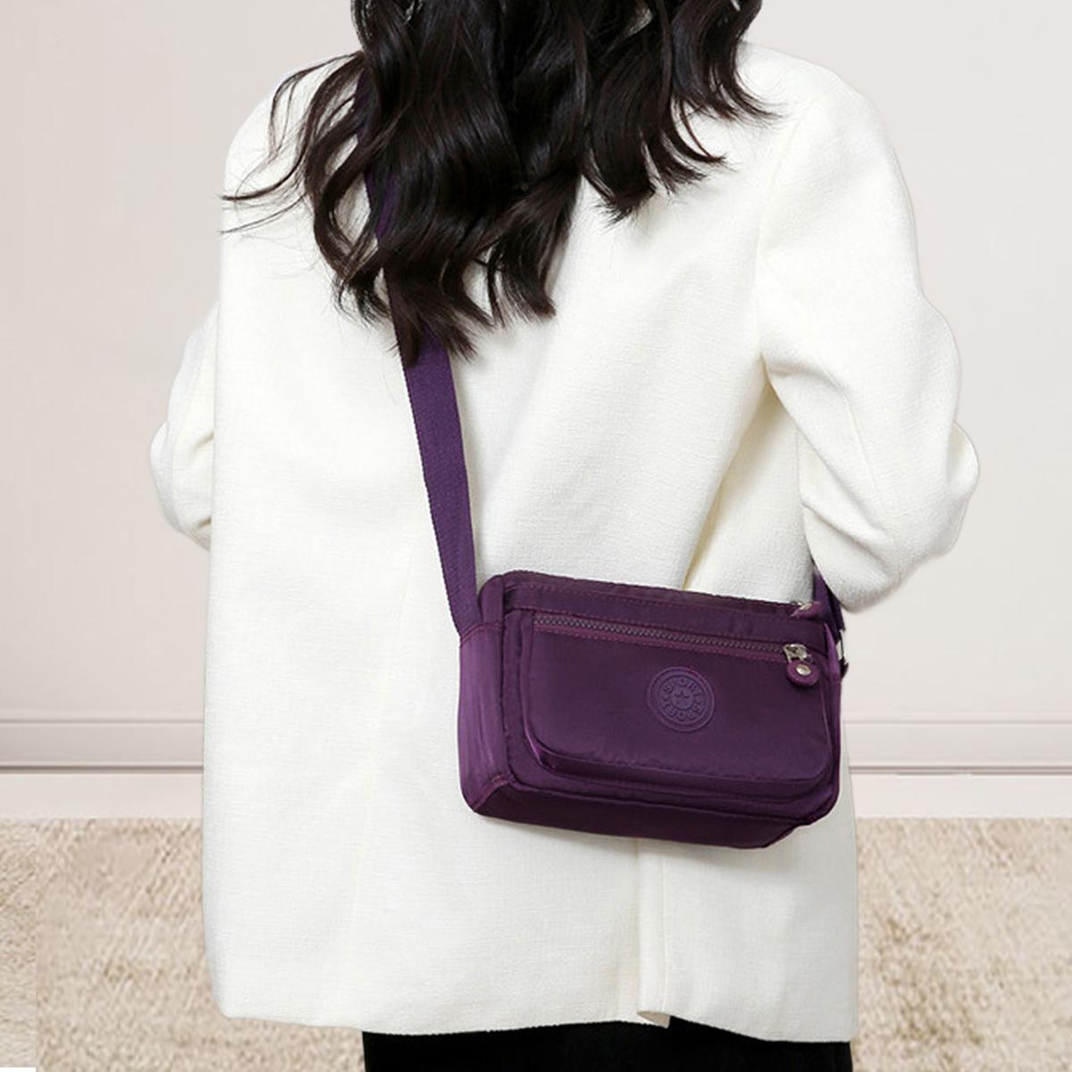 Lightweight Multi-Pocket Crossbody Bag for Women Stylish Nylon Shoulder Long Strap Bag