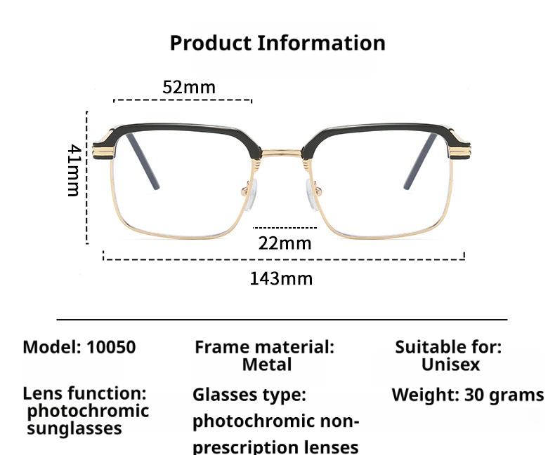 Auto Light Adaptive Smart Glasses 2 in 1 Blue Light Blocking UV Protection Color Changing Lenses Metal Frame Lightweight for Men Women