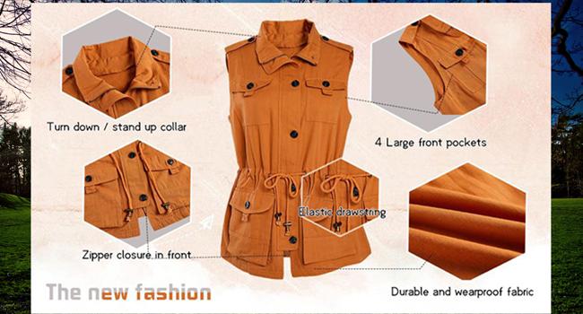 PiePieBuy Womens Military Utility Vest Casual Lightweight Sleeveless Drawstring Jacket with Pockets Casual Urban PiePieBuy Womens Military Utility Vest Casual Lightweight Sleeveless Drawstring Jacket with Pockets Casual Urban