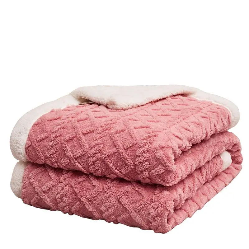 High-End Rabbit Hair Thick Double-Layer Blanket, Multi-Functional Cover Blanket, Office Car Outdoor Sports Sofa Air Conditioning Blanket, Unisex All Seasons