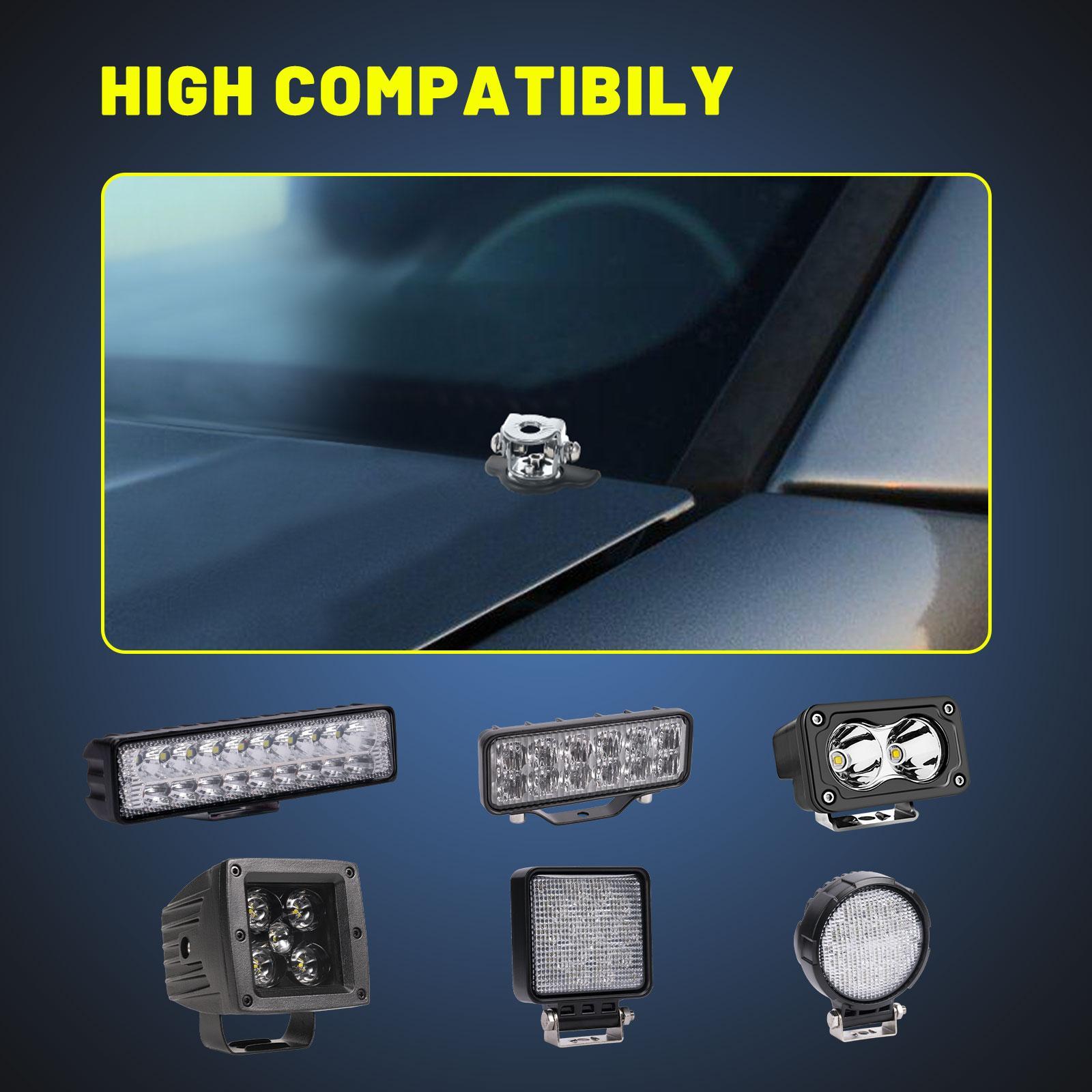 LED Light Bar Mounting Bracket, 2PCS Universal Adjustable Pillar Hood Led Work Light Mount Bracket for Off Road Jeep Truck SUV utv atv light  mounting Vehicles Stainless Steel