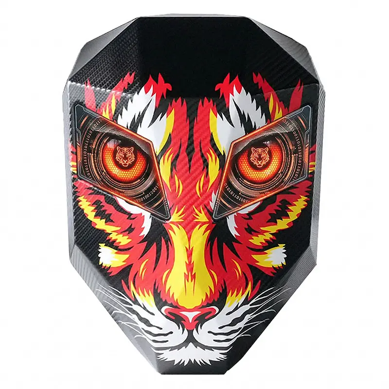 Tiger LED Knight Backpack with DIY Pixel Art Screen, Hard Shell Motorcycle Riding Bag, Laptop Backpack with Glowing Eyes, App Controlled Display for Biker Commuting (Power Bank Not Included), Durable Backpack, Trendy Backpack