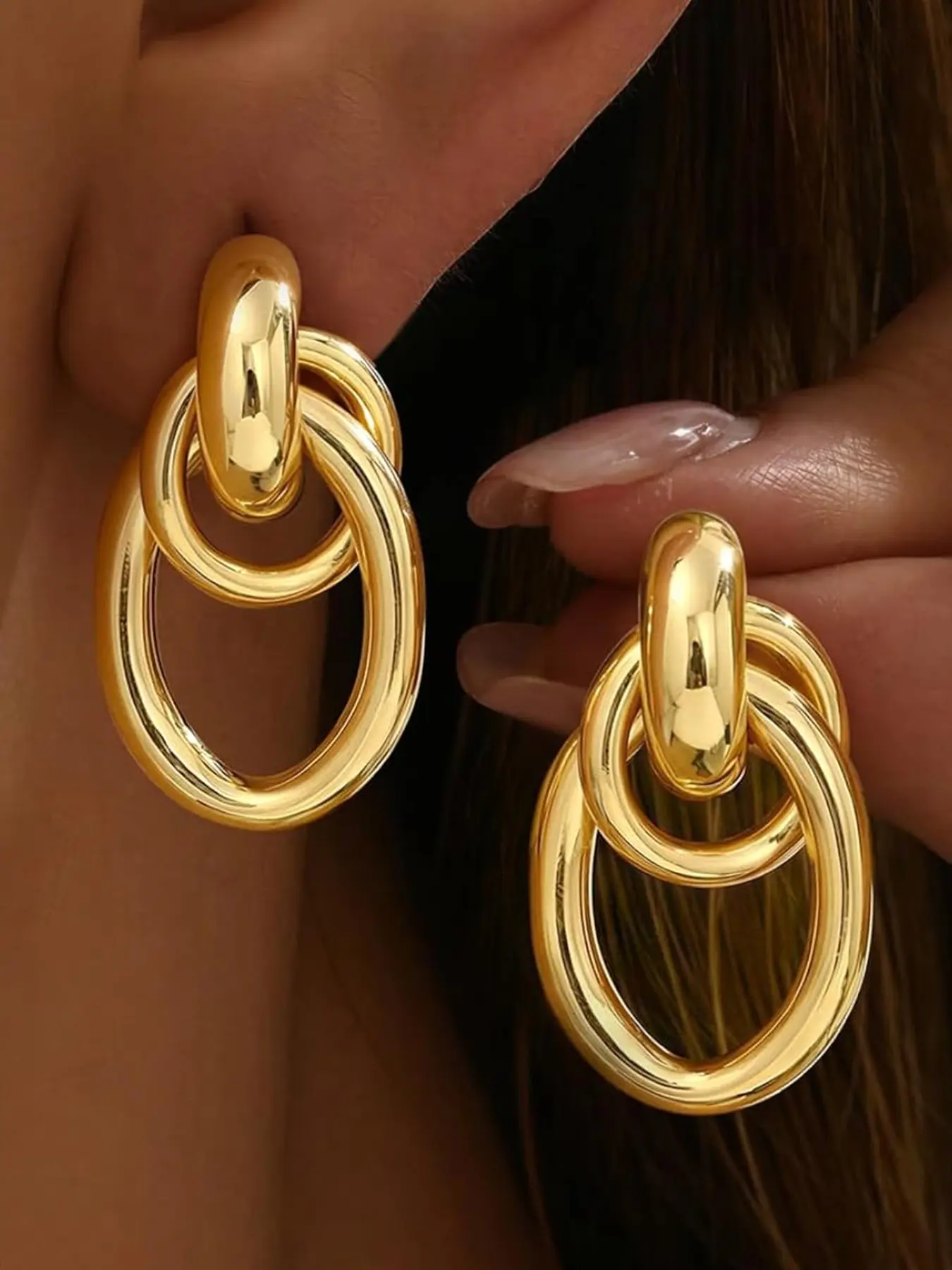 14k Chunky Statement Earrings for Women, Hypoallergenic Knot Drop Dangle, Lightweight Fashion Accessories, Trendy Gold Jewelry Gifts