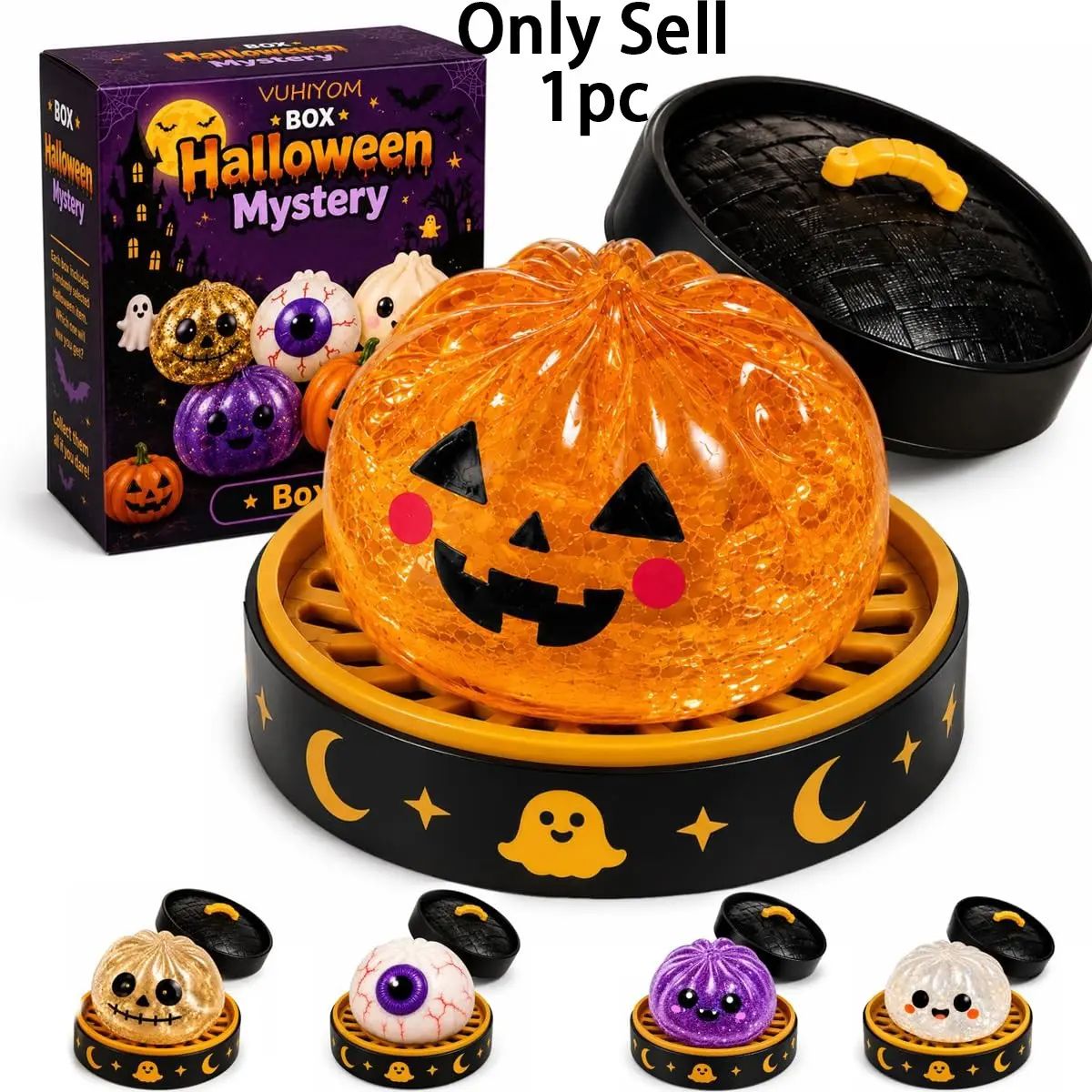 Halloween Silicone Stress Relief Toy, Boo Stress Ball, 5 Designs Pinch & Play, Slow Rebound Sensory Fidget, Ghost/pumpkin/eye/skull Patterns, Office Desk Anxiety Reliever, Party Decor