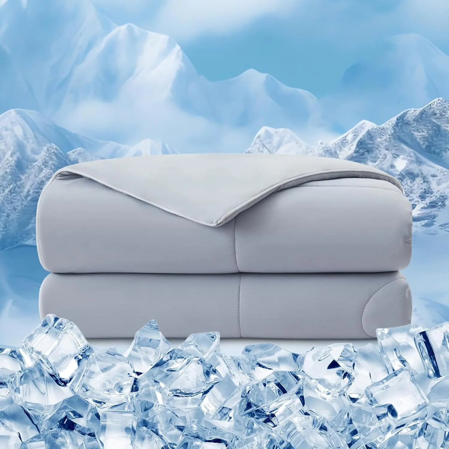 Cooling Comforter Queen Size, Silky Soft Double Sided Cold 90% Nylon Fabric Cooling Blanket for Hot Sleepers, Q-Max>0.5 Breathable Summer Quilt for Night Sweater, Lightweight(Grey,90 x 90)