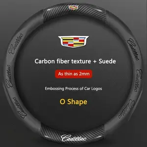 3D Embossed Non-Slip Carbon Steering Wheel Cover 38cm, Compatible with Cadillac Ats Bls Ct4 Ct5 Ct6 Cts, Solid Design for Comfort