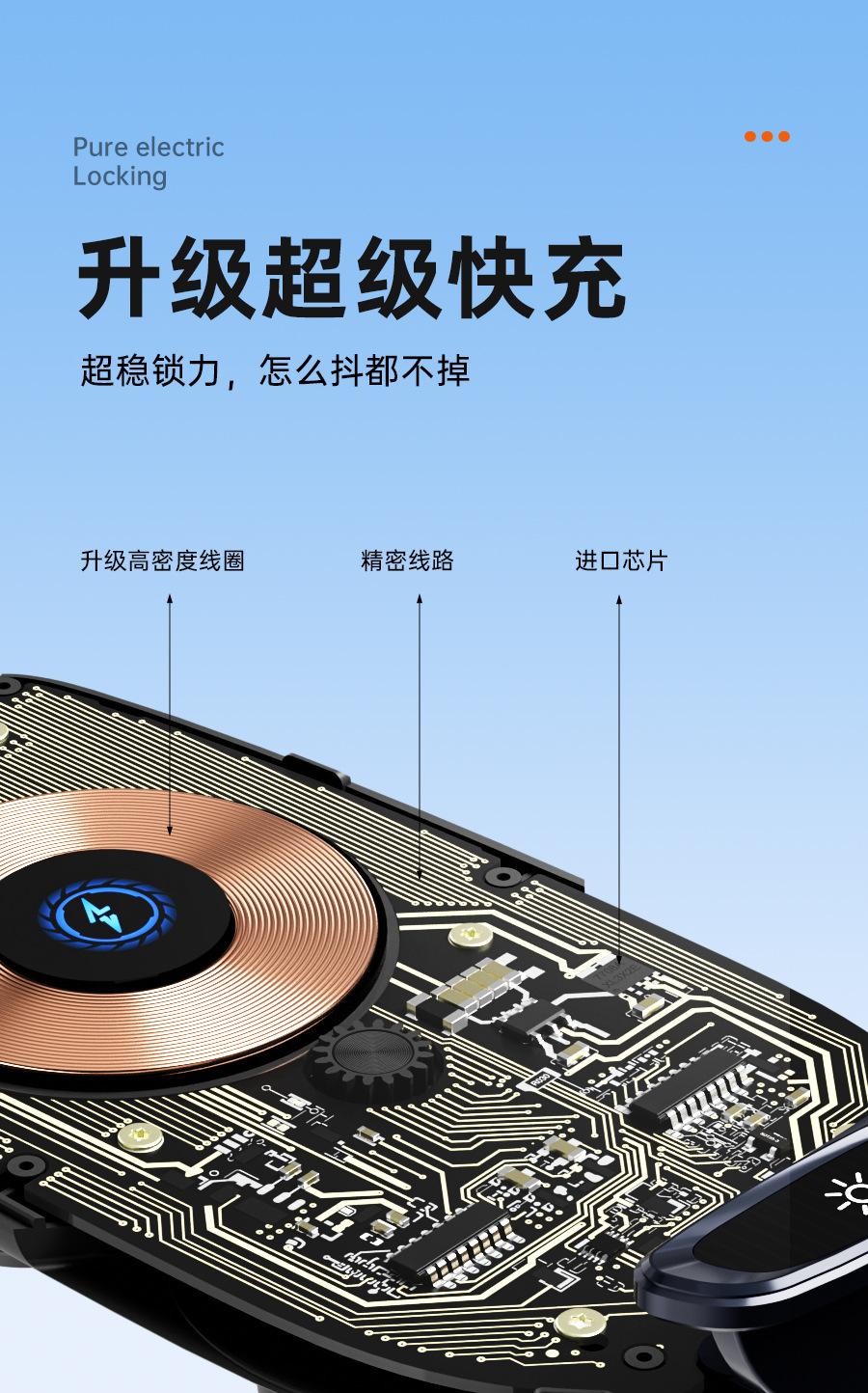 New 66W Wireless Super Fast Charging Car Charger Transparent Punk Style Multifunctional Smartphone Holder