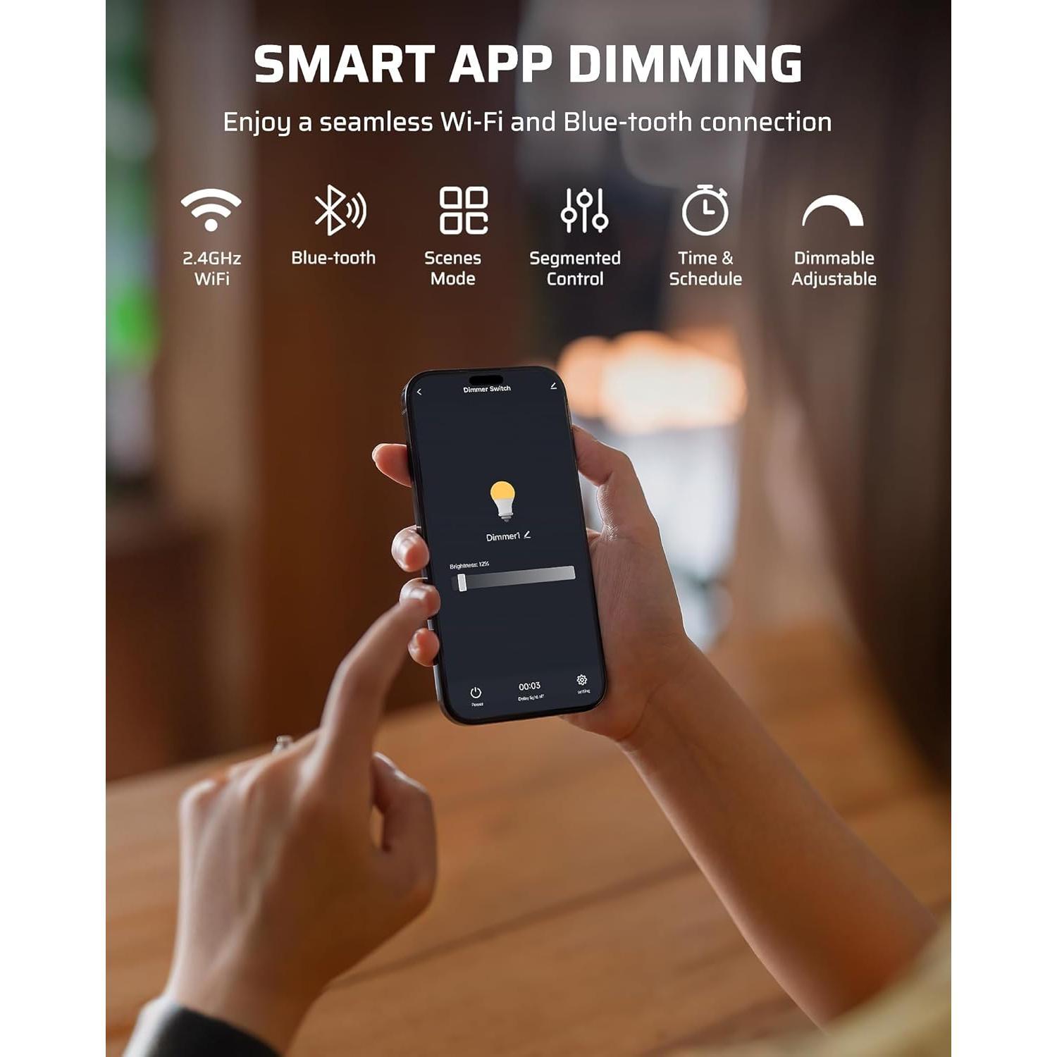 Outdoor Dimmer for String Lights, Dimmer Plug with Remote, Compatible with Alexa & , , 100FT Range, Remote Dimming for Dimmable LED/Tungsten Bulbs, FCC Certified Outdoor Dimmer for String Lights, Dimmer Plug with Remote, Compatible with Alexa & , , 100FT Range, Remote Dimming for Dimmable LED/Tungsten Bulbs, FCC Certified