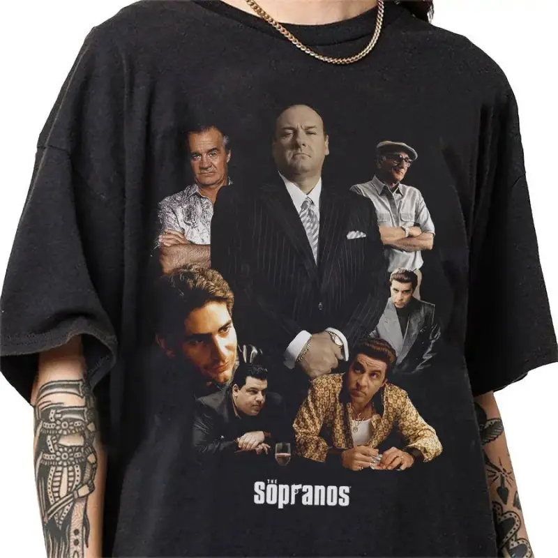 Graphic T-Shirt The Sopranos 90s Vintage Bootleg Style Tee, Classic Retro Graphic Unisex Cotton Fabric Shirt, Streetwear Camiseta Verano, Gift for Men and Women, Throwback TV Series Apparel