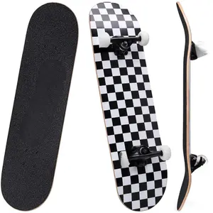 Skateboards for Beginners, Complete Skateboard 31 x 7.88, 7 Layer Canadian Maple Double Kick Concave Standard and Tricks Skateboards for Kids and Beginners