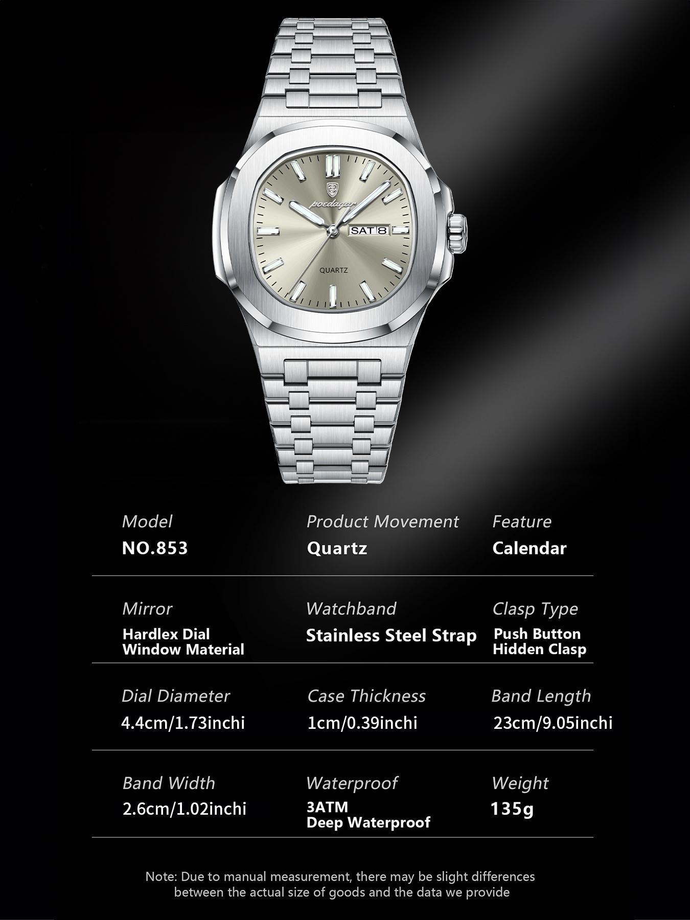 Men's Business Fashion Waterproof Luminous Dial Analog Quartz Watch, Stainless Steel Watches, Fashion Watch for Party, Daily Clothing Decor, Trendy All-match & Exquisite Watch for Birthday Gift with Box