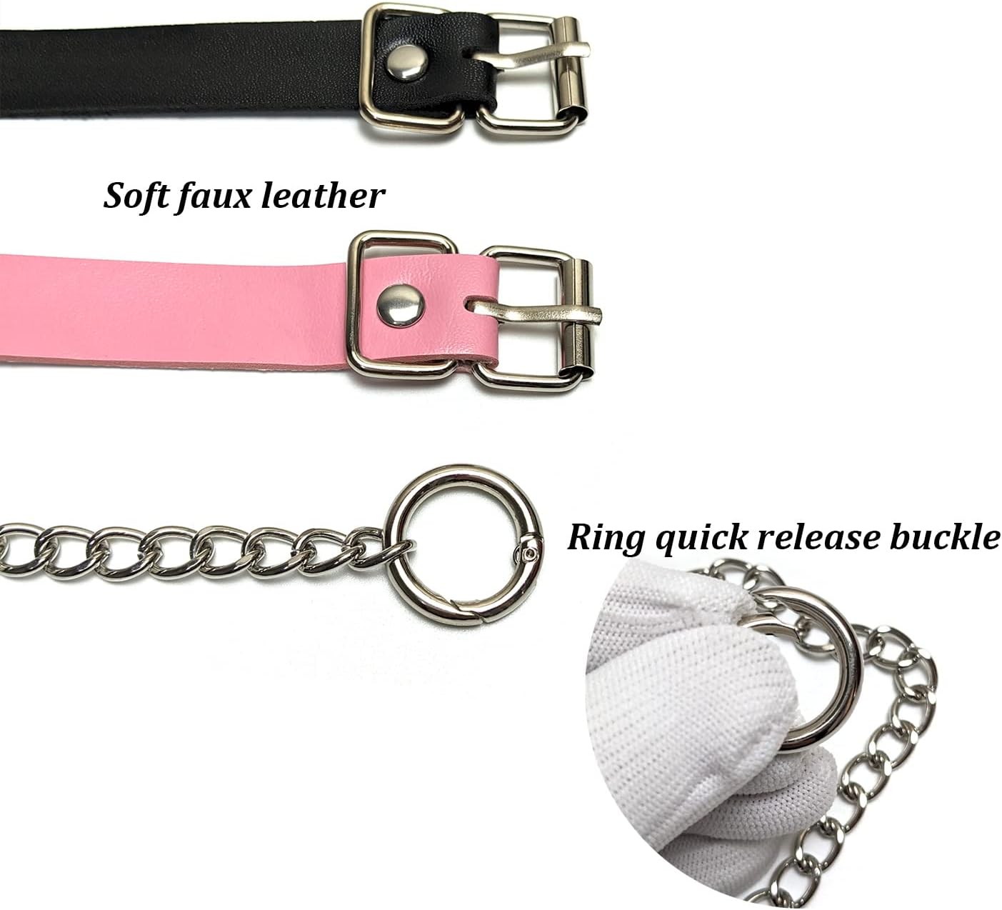 Leather Collar Choker Necklace for Women Punk Leash Goth Y2K Cosplay Costume Accessories