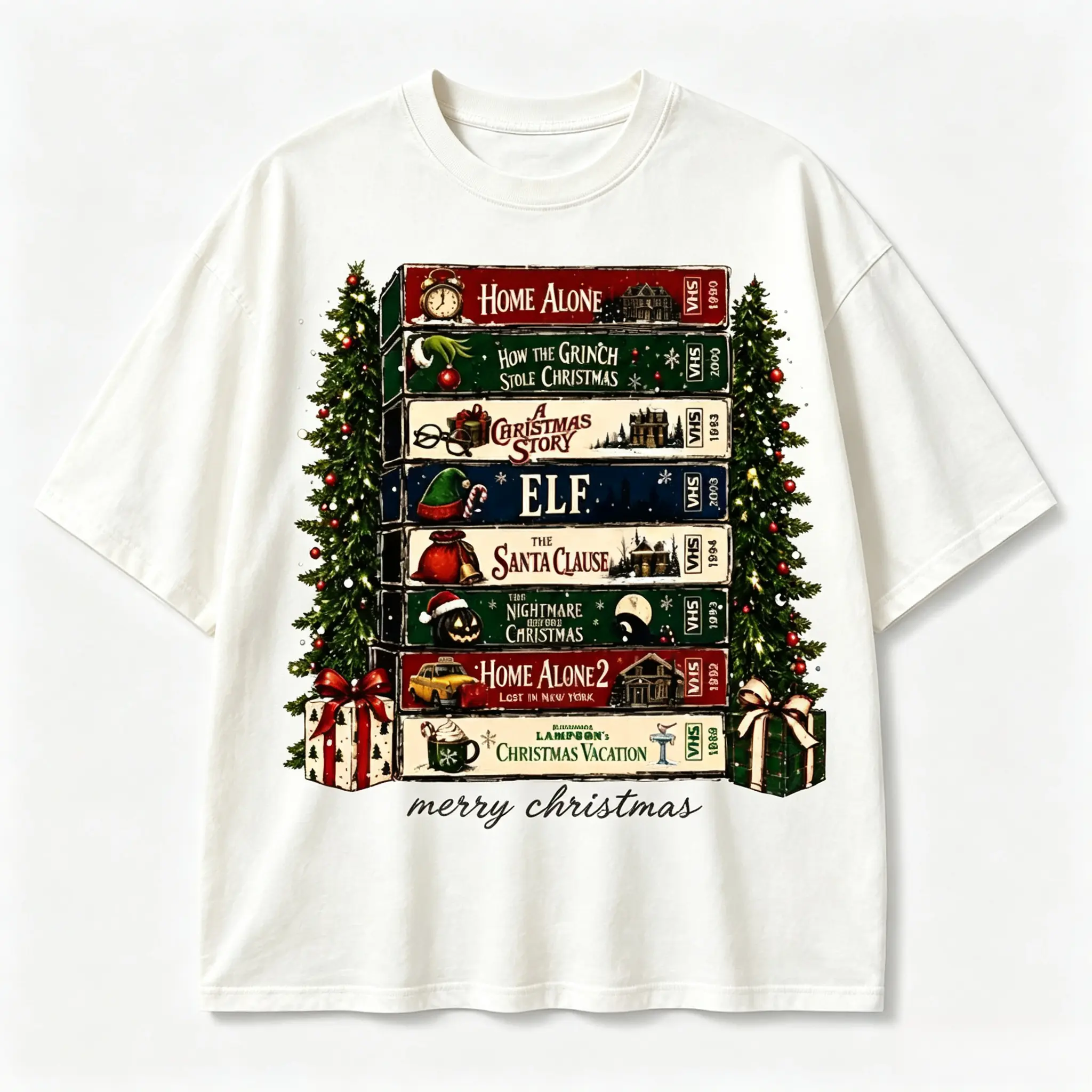Christmas VHS Movies Comfort Colors Shirt, Retro Holiday Graphic Tee, Vintage Christmas Movie T-Shirt, Cozy Festive Apparel, Funny Christmas Gift