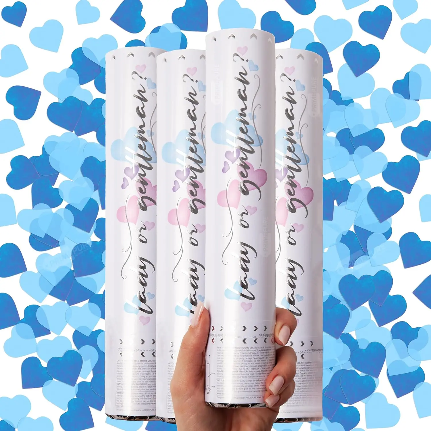 Gender Reveal Confetti, Biodegradable Blue Hearts, 4 Pack