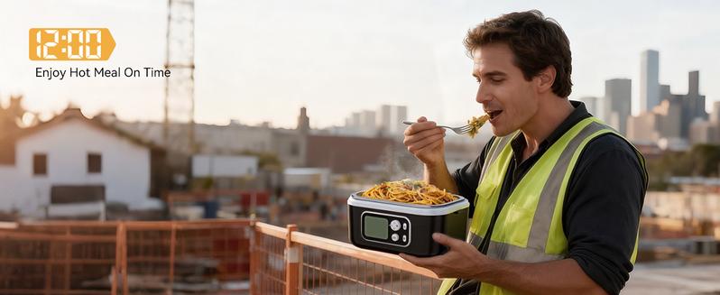 Yofidra Cordless Heated Lunch Box, 24000mAh 100W Electric Lunch Box with Smart Timer, 6.3-Cup Super Large Lunchbox for Men & Women, Portable Food Warmer with Insulated Bag for Outdoor/Office, Black