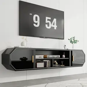 71-Inch Modern Floating TV Stand, Wall-Mounted Entertainment TV Stand with Storage Cabinets, Power Outlet and USB Ports