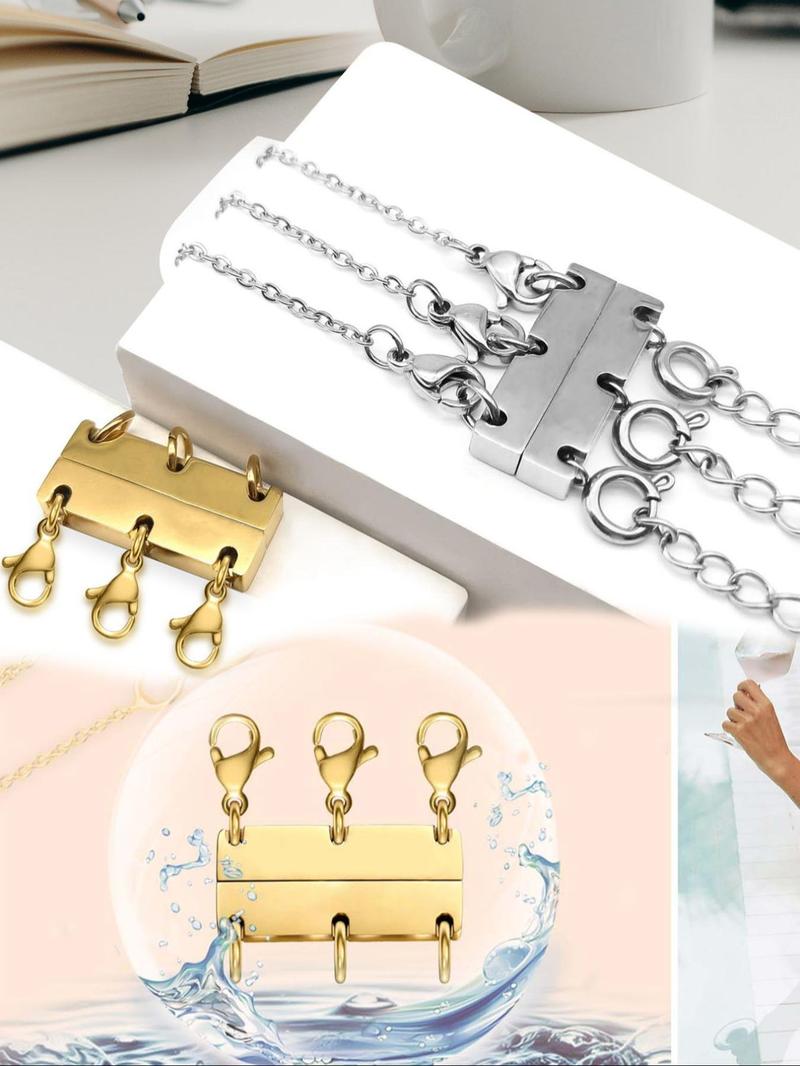 Magnetic Necklace Clasp, Stainless Steel Clasp, Fashionable Jewelry Accessories for Women & Girls, Trendy All-match & Exquisite Jewelry for Birthday Gift