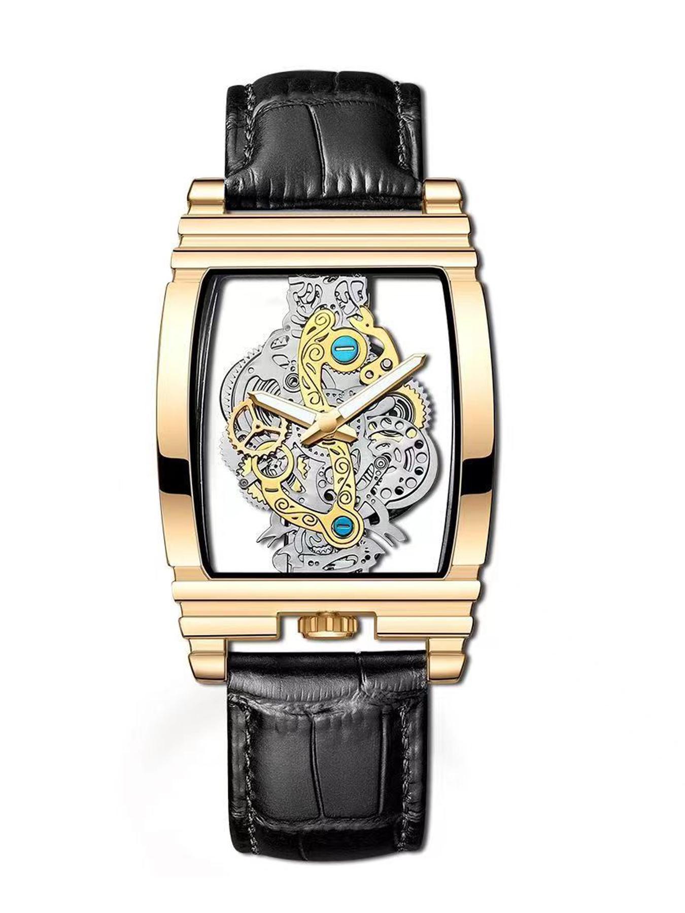 Men's Business Fashion Barrel Shaped, Fashion Watch for Party, Daily Clothing Decor, Trendy All-match & Exquisite Watch for Birthday Gift, Fashionable Wristwatch, Stylish Watch