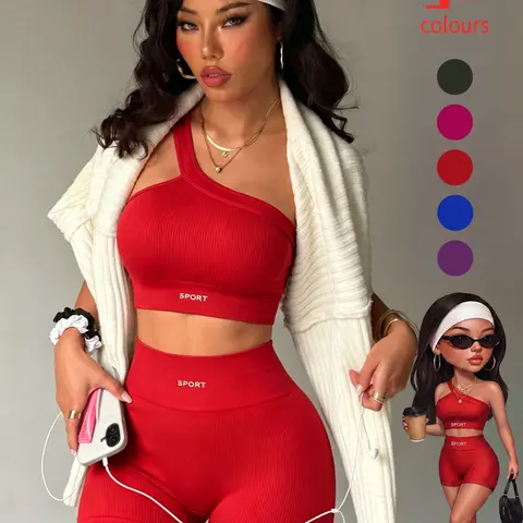 Yoga Set Tight Sports Bra and Shorts, Sleeveless High Waist Tank Top, Compression Wear, All Seasons, No Pads, Women's Fitness, Active Wear