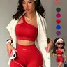 Yoga Set Tight Sports Bra and Shorts, Sleeveless High Waist Tank Top, Compression Wear, All Seasons, No Pads, Women's Fitness, Active Wear