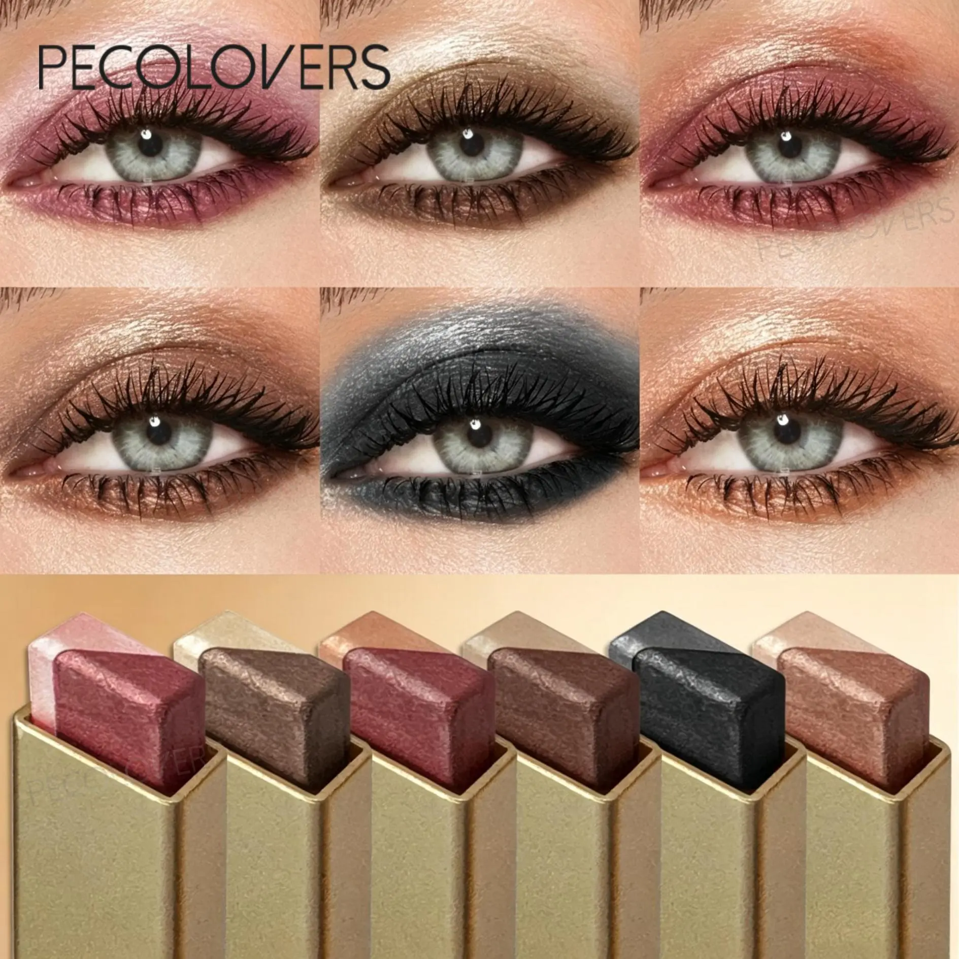 6pcs/set Dual Color Gradient Eyeshadow Stick, Waterproof Long-Lasting Eye Makeup, Matte & Shimmery Finish Highlighter, Eye Shadow Sticks