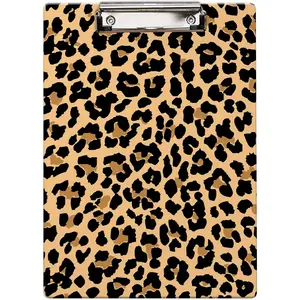 Decorative Hardboard Wood Clipboard for Office School Nursing Clip Board with Pull for Standard A4 Letter Size Cheetah Leopard Print 12.6" X 8.9"