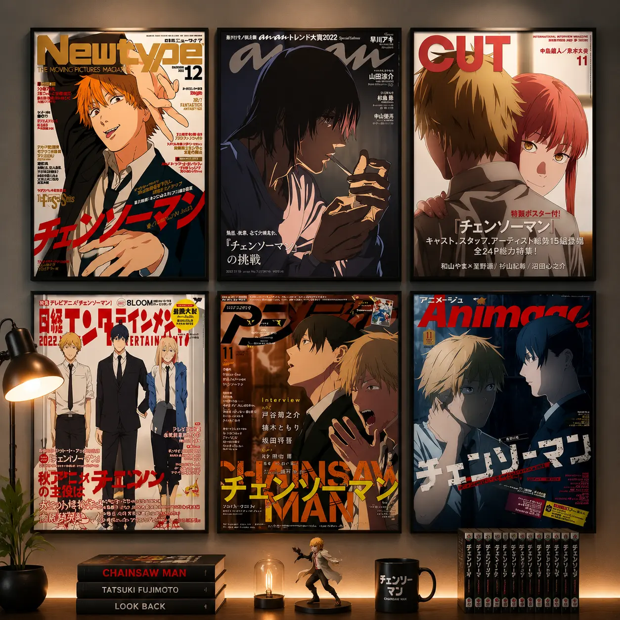 Chainsaw Man Cartoon Magazine Poster Anime Room Decoration Dormitory Background Wall Decoration Wall Sticker tribute anime artwork Anime Poster Wall Art Print anime wall print home decor wall art modern poster