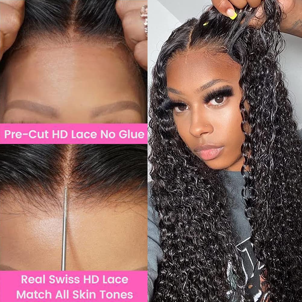 [New In] Ready to Wear 13x6 13x4 Glueless Wigs With Drawstring Deep Wave Pre Cut 13x6 13x4 Transparent Lace Frontal Human Hair Wig For Women 180% Density Beginner Friendly Bling Hair